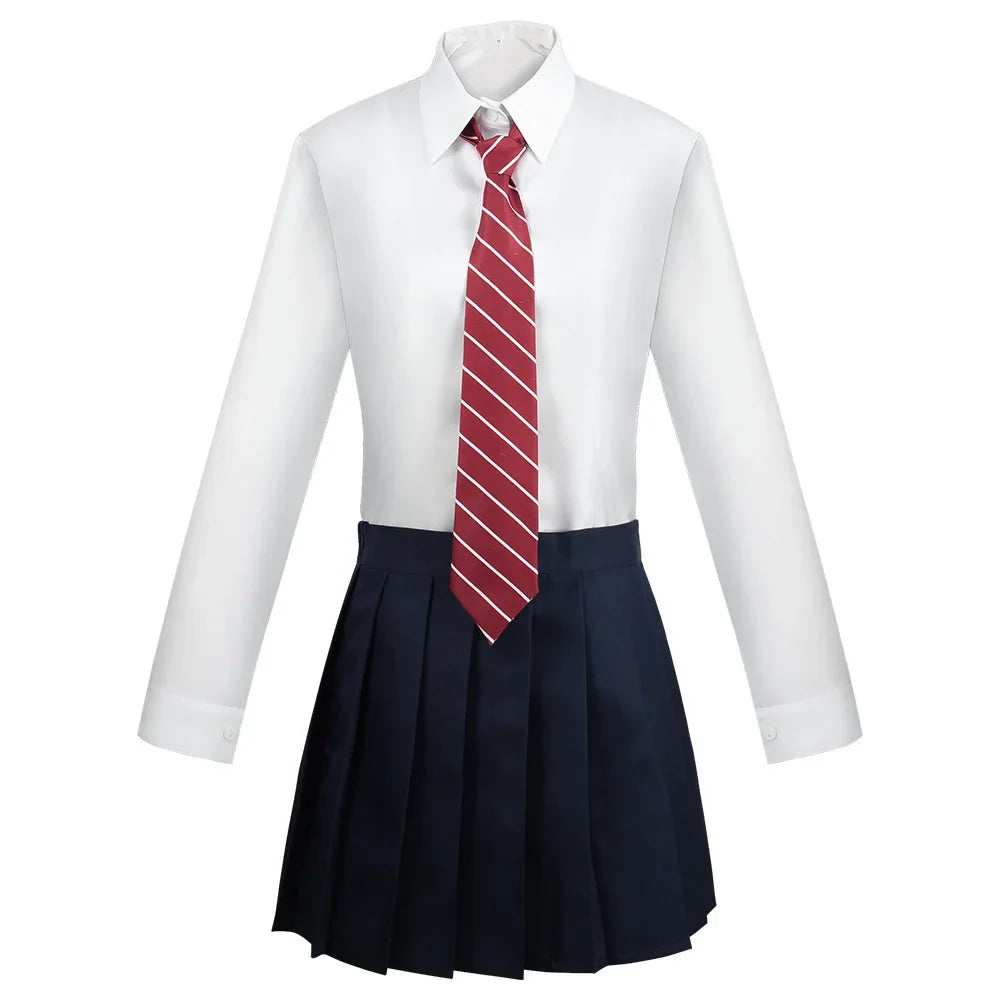 Matilda School Uniform Costume for Girls and Women, Grey Blazer and Dark Skirt with Striped Tie for Musical Cosplay and Halloween Parties