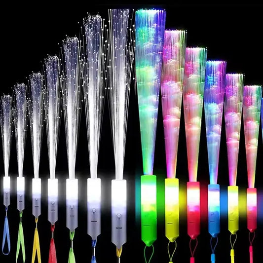 Fiber Optic LED Glow Sticks, Colorful Light-Up Party Wands in Mixed Colors for Birthday Celebrations, Wedding Receptions and Christmas Events