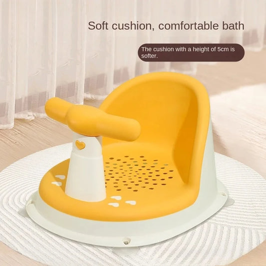 Baby Bath Chair by HOMEFISH, Portable Shower Seat with Backrest, Front Bar and Drainage Holes for Closely Supervised Bath-Time Routines