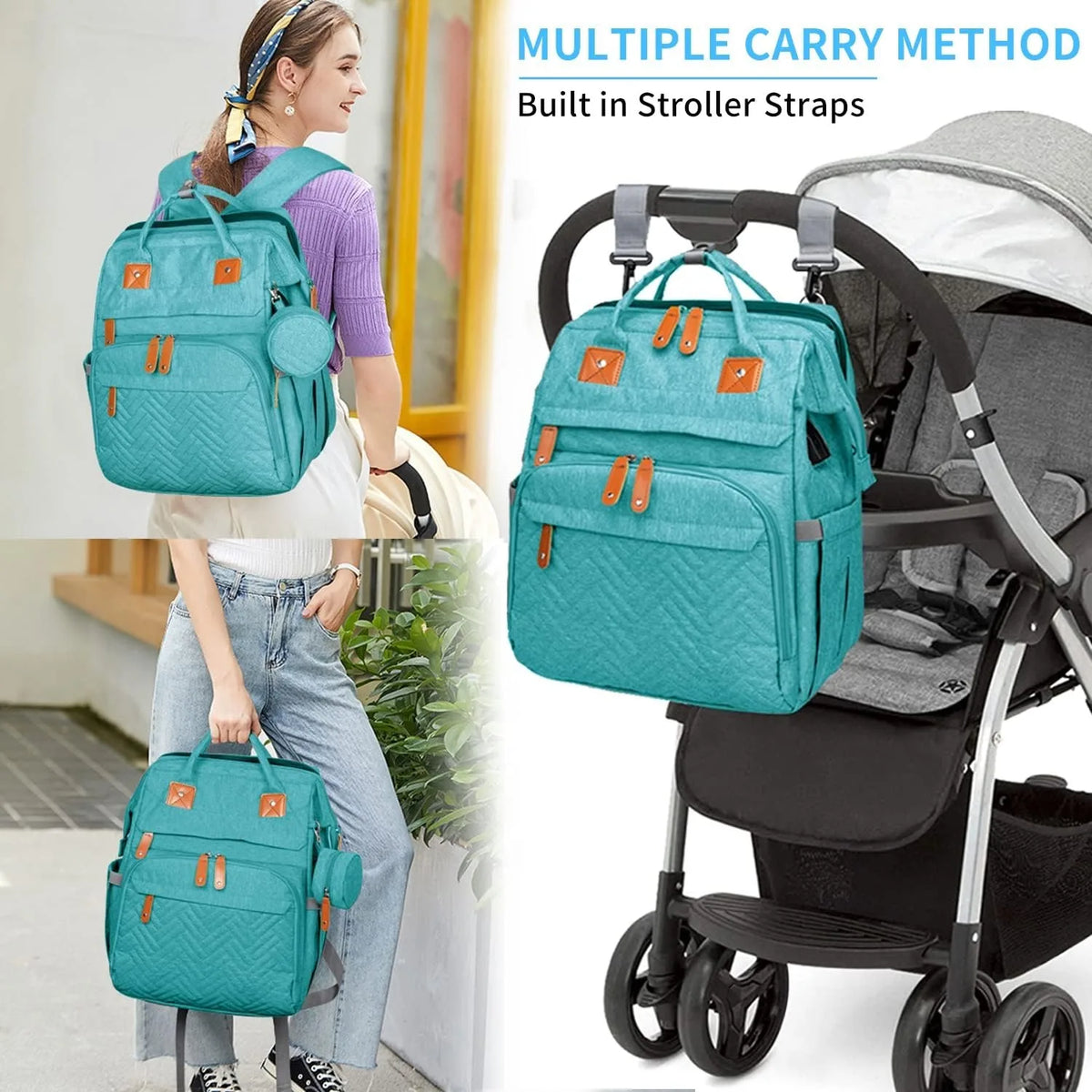 19-Pocket Diaper Backpack with Detachable Changing Station and USB Port, Baby Essentials Organizer with Pacifier Case for Moms and Dads