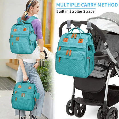 19-Pocket Diaper Backpack with Detachable Changing Station and USB Port, Baby Essentials Organizer with Pacifier Case for Moms and Dads