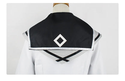 Akemi Homura Cosplay Uniform with White Coat, Gray Skirt, Purple Bows and Stockings, Anime Character Outfit for Halloween and Convention Events