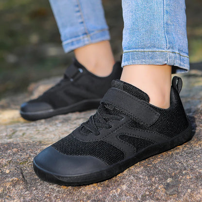 Children’s Minimalist Barefoot Sneakers with Wide Fit, Zero-Drop Design, Mesh Panels and Adjustable Strap for Boys and Girls Everyday Wear