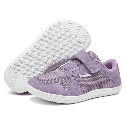 Kids Zero-Drop Barefoot Sneakers by HOBIBEAR with Wide Toe Box, Hook-and-Loop Strap, Mesh Upper and Artificial Leather Toe for Lightweight Everyday Wear