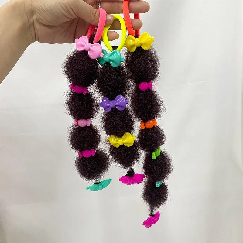 Bubble Puff Ponytail Extensions for Girls, 8-Pack Afro-Textured Hair Accessories with Elastic Loops and Beaded Styling Set Options