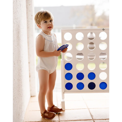 Matching Sibling Clothes with Classic Blue Trim, Shirts, Shorts, Overalls, Dresses and Cardigan Options for Baby Boys, Girls and Kids