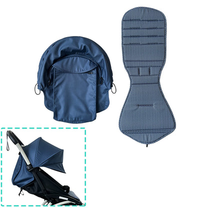 Stroller Replacement Fabric Set for Babyzen YOYO and YOYO2, MomTan Canopy with Storage Pocket and Padded Seat Cushion, Multiple Color Options