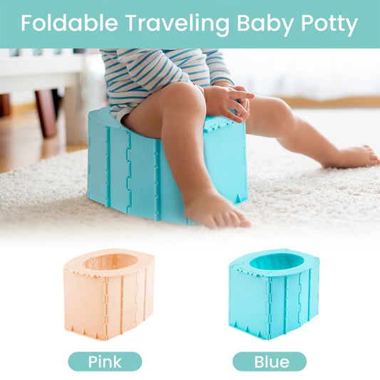 Kids Portable Travel Potty with Foldable Standalone Design, Reusable Washable Toilet for Toddlers on Road Trips, Camping and Outdoor Outings