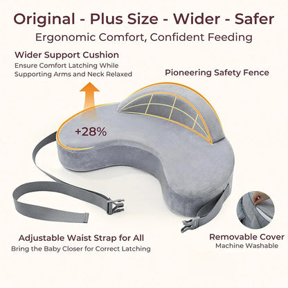 Memory Foam Nursing Pillow with Adjustable Waist Strap and Removable Cover, 22.6 x 14.5 Inch Support Cushion for Supervised Baby Feeding