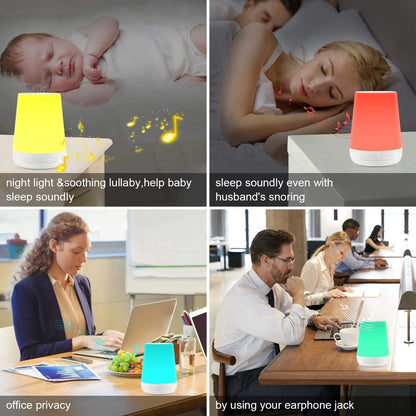28-Sound White Noise Machine with Colorful Night Light, 1800mAh USB-C Rechargeable Battery and 30/60/90-Minute Timer for Nursery and Travel