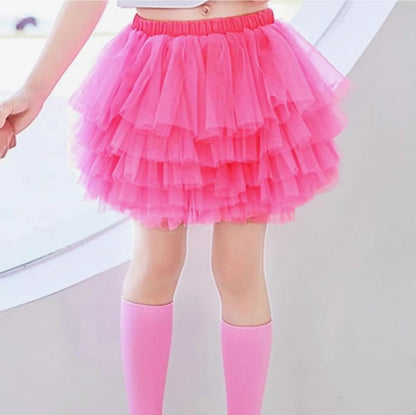 Tiered Tulle Tutu Skirt for Toddler and Little Girls with Gathered Waistband, Fluffy Solid Color Pettiskirt for Birthdays, Dance and Dress-Up