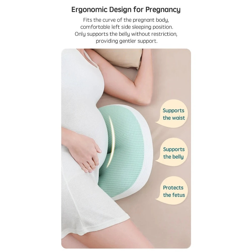 Maternity Body Pillow with Auxiliary Support Pillow | Cotton Pregnancy Sleep Cushion for Expecting Moms in Pink or Grey, Waist Support at Bedtime