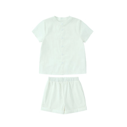 Sage Green Gingham Kids Outfits with Cotton Girls Dress and Baby Romper Options, Lyocell Knit Layers and Boys Separates for Sibling Family Photos