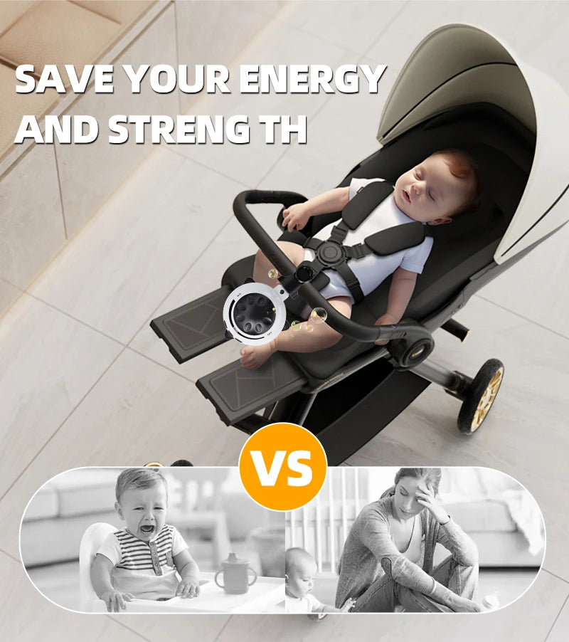 Rechargeable Stroller Rocker with White Noise and Bluetooth, Portable Automatic Pram Rocking Accessory with Adjustable Speed and USB-C Charging