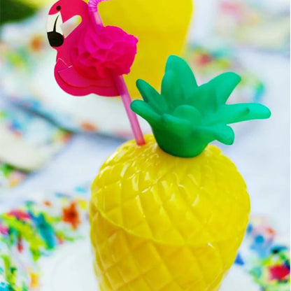 Fruit Shaped Party Cups in Pineapple, Coconut and Strawberry Designs, 6 or 10-Piece Plastic Drink Cup Sets for Luau Birthdays and Summer Celebrations