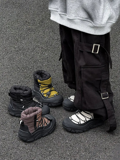 Toggle-Lace Kids Winter Boots with Padded Collars and Chunky Tread Soles, Boys and Girls Snow-Style Ankle Shoes in Four Colors, Sizes 26-37