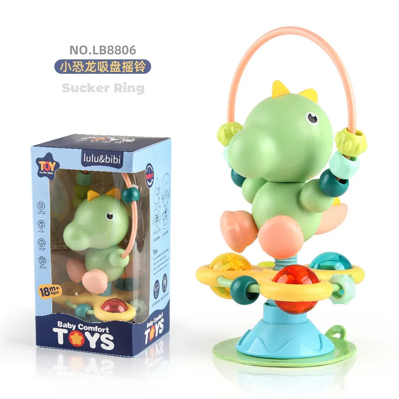 Animal Suction Activity Toy with Colorful Beads and Rattle Rings, Cartoon Tabletop Play Accessory for Supervised Reaching and Hands-On Exploration