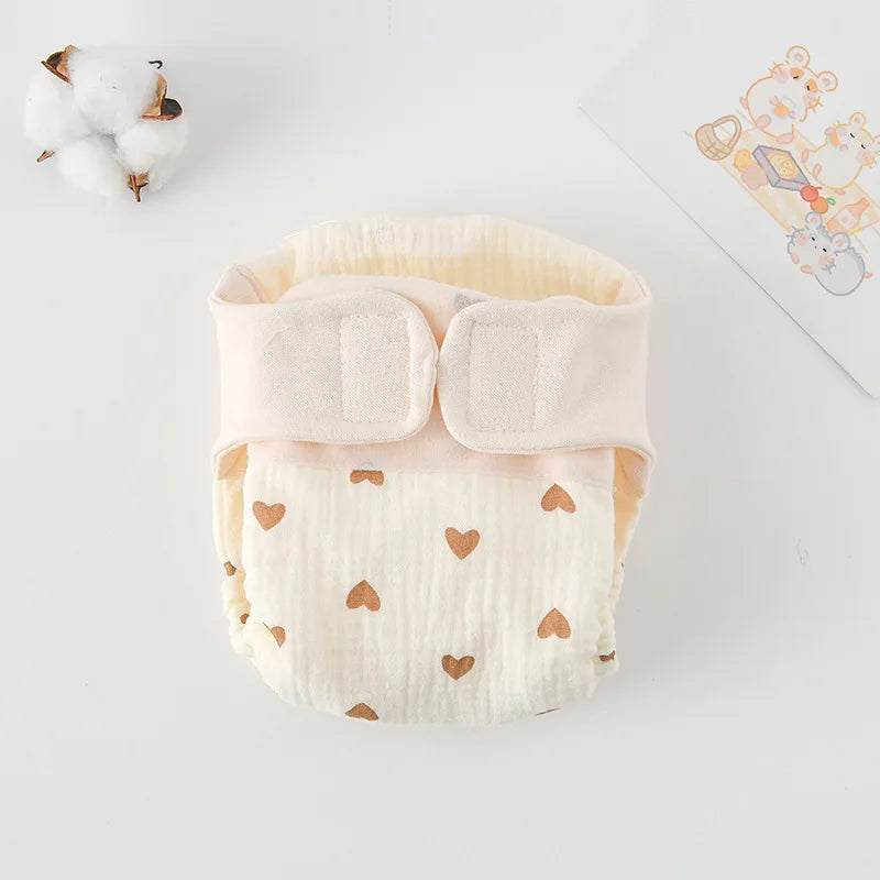 Baby Wrap Cloth Diaper with Adjustable Waist Tabs, Reusable Cotton Nappy in Animal and Rainbow Prints, Single-Piece Infant Changing Essential