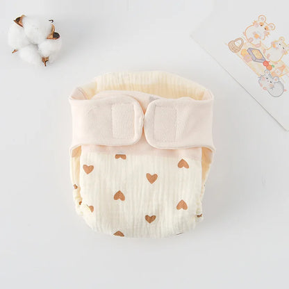 Baby Wrap Cloth Diaper with Adjustable Waist Tabs, Reusable Cotton Nappy in Animal and Rainbow Prints, Single-Piece Infant Changing Essential