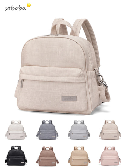 Parent Diaper Backpack by Soboba with Front Zip Pocket and Top Carry Handle, Solid-Color Baby Changing Bag for Newborn Supplies and Daily Outings