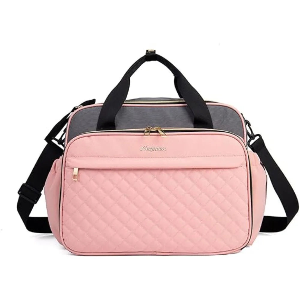 Crossbody Diaper Bag with Wide Double-Zip Opening, Quilted Front Pocket and Adjustable Shoulder Strap for Baby Essentials and Family Outings