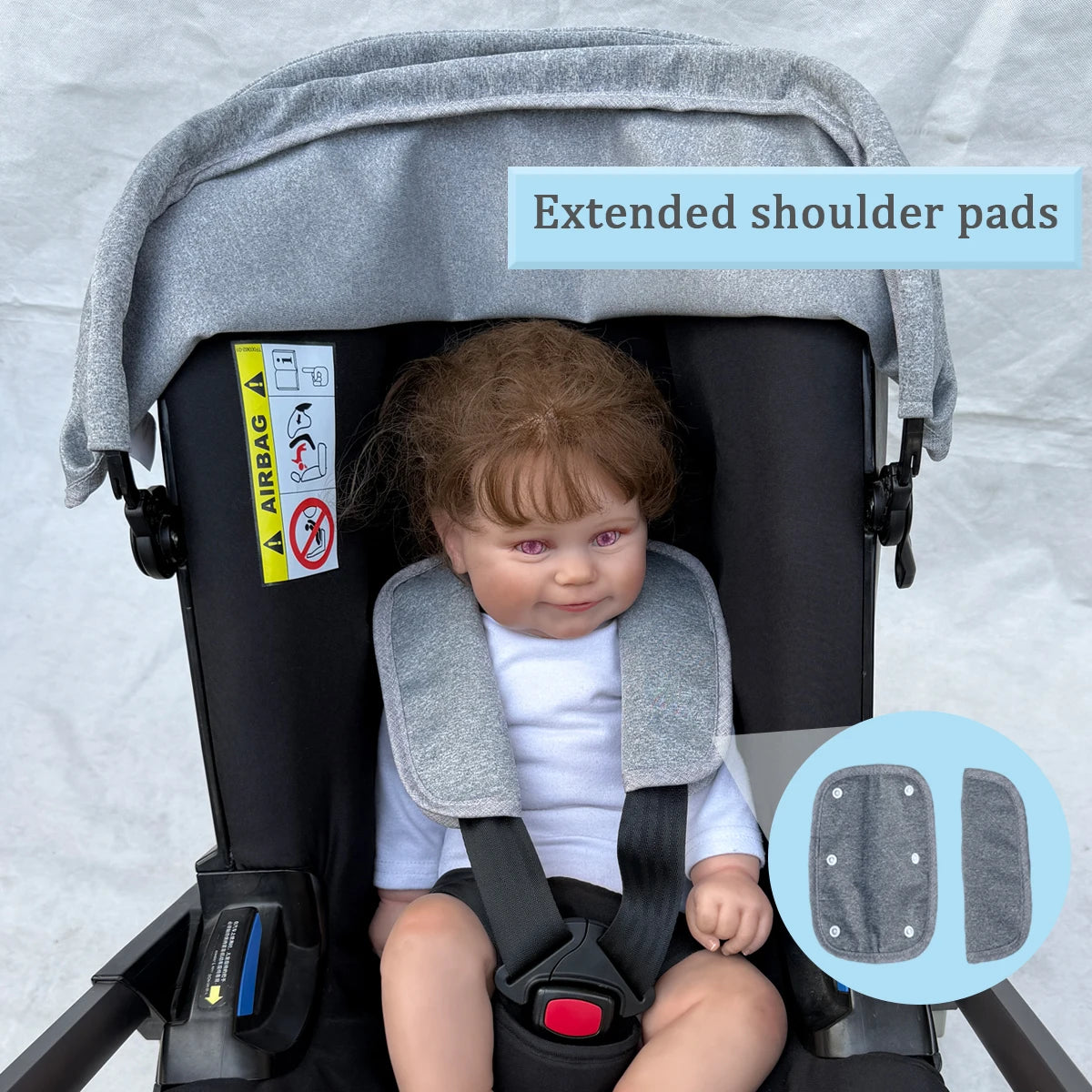 Doona-Compatible Replacement Canopy Fabric and Two Shoulder Pads for Doona+ and Doona i, Six Color Options with Existing Support Rods Required