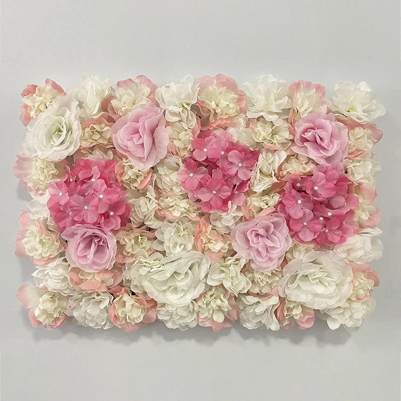 Artificial Flower Wall Panels with Fabric Roses, 40 x 60 cm Reusable Floral Backdrop for Baby Showers, Weddings, Birthdays & Home Decor