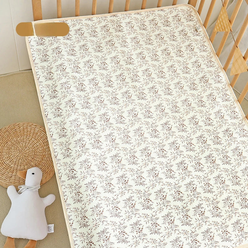 Washable Cotton Diaper Changing Mat, Large Waterproof Baby Changing Pad with Printed Designs for Everyday Nursery Diaper Care