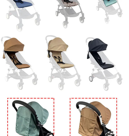 Stroller Canopy Cover and Padded Seat Set Compatible with Babyzen YOYO and YOYO2, 600D Replacement Fabric with Rear Zipper Pocket and Color Options