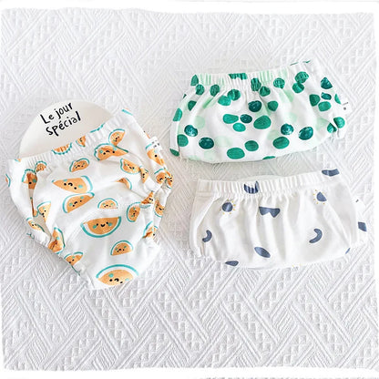 Toddler Potty Training Pants 3-Pack, 6-Layer Washable Cotton Learning Underwear with Elastic Waist and TPU Layer in 8–18 kg Size Options