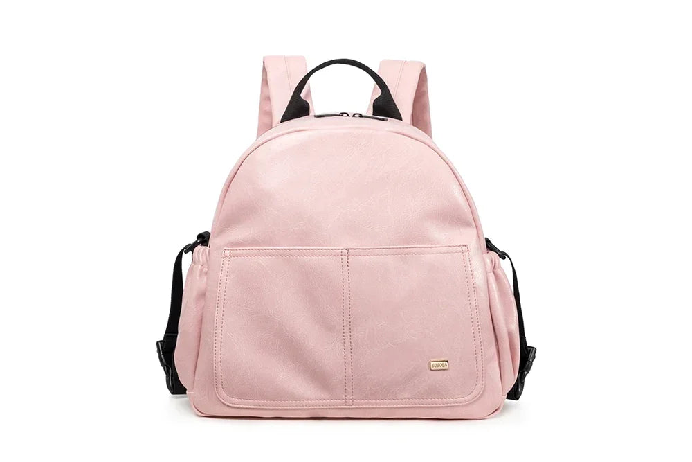 Baby Changing Backpack with Front Slip Pockets and Side Storage, Soboba Solid-Color Diaper Bag with Carry Handle for Everyday Parent Outings