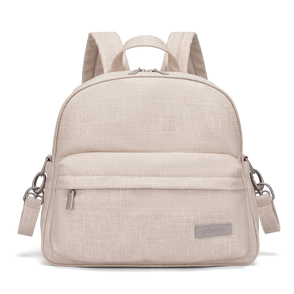 Waterproof Diaper Backpack by SOBOBA | Large Capacity Solid-Color Nappy Changing Bag with Two Straps for Moms and Baby Care Outings