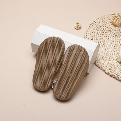 Girls Cross Strap Sandals with Textured Trim and Open Toe Design, Brown or Beige Retro Summer Shoes for Casual Outfits and Vacation Photos