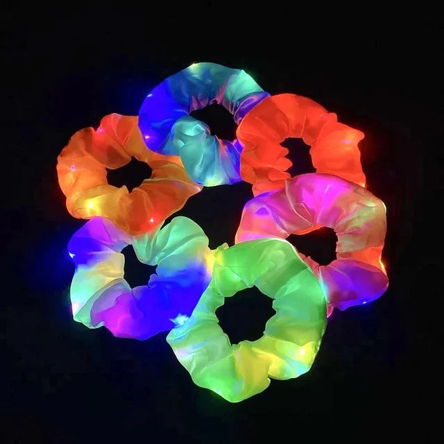 LED Hair Scrunchies for Women, Light Up Satin Elastic Hair Ties with 3 Lighting Modes for Glow Parties, Concerts & Holiday Gifts