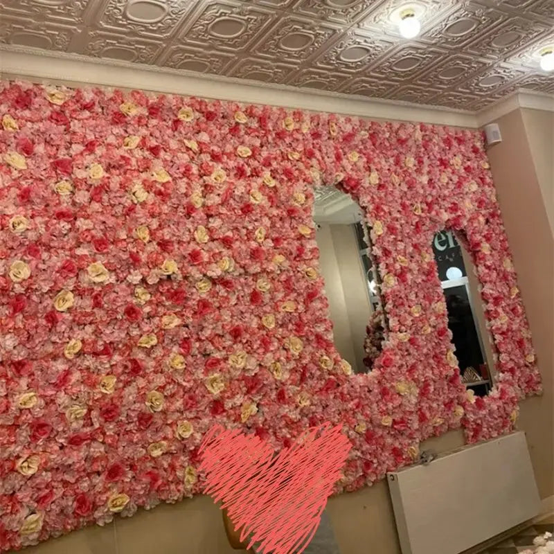 Artificial Flower Wall Panels with Fabric Roses, 40 x 60 cm Reusable Floral Backdrop for Baby Showers, Weddings, Birthdays & Home Decor