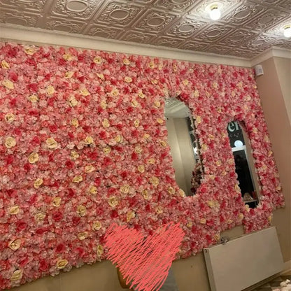 Artificial Flower Wall Panels with Fabric Roses, 40 x 60 cm Reusable Floral Backdrop for Baby Showers, Weddings, Birthdays & Home Decor