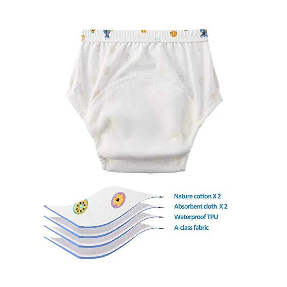 Washable Potty Training Pants Multipack, 4 or 8 Reusable Toddler Underwear Briefs with Printed Designs for Daytime Toilet Learning, Sizes S-XL