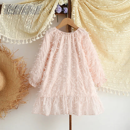 Toddler Girls Floral Dress with Oversized Collar and Long Sleeves, Bear Leader Outfit in Sizes 2T–6T for Spring, Fall and Family Photos
