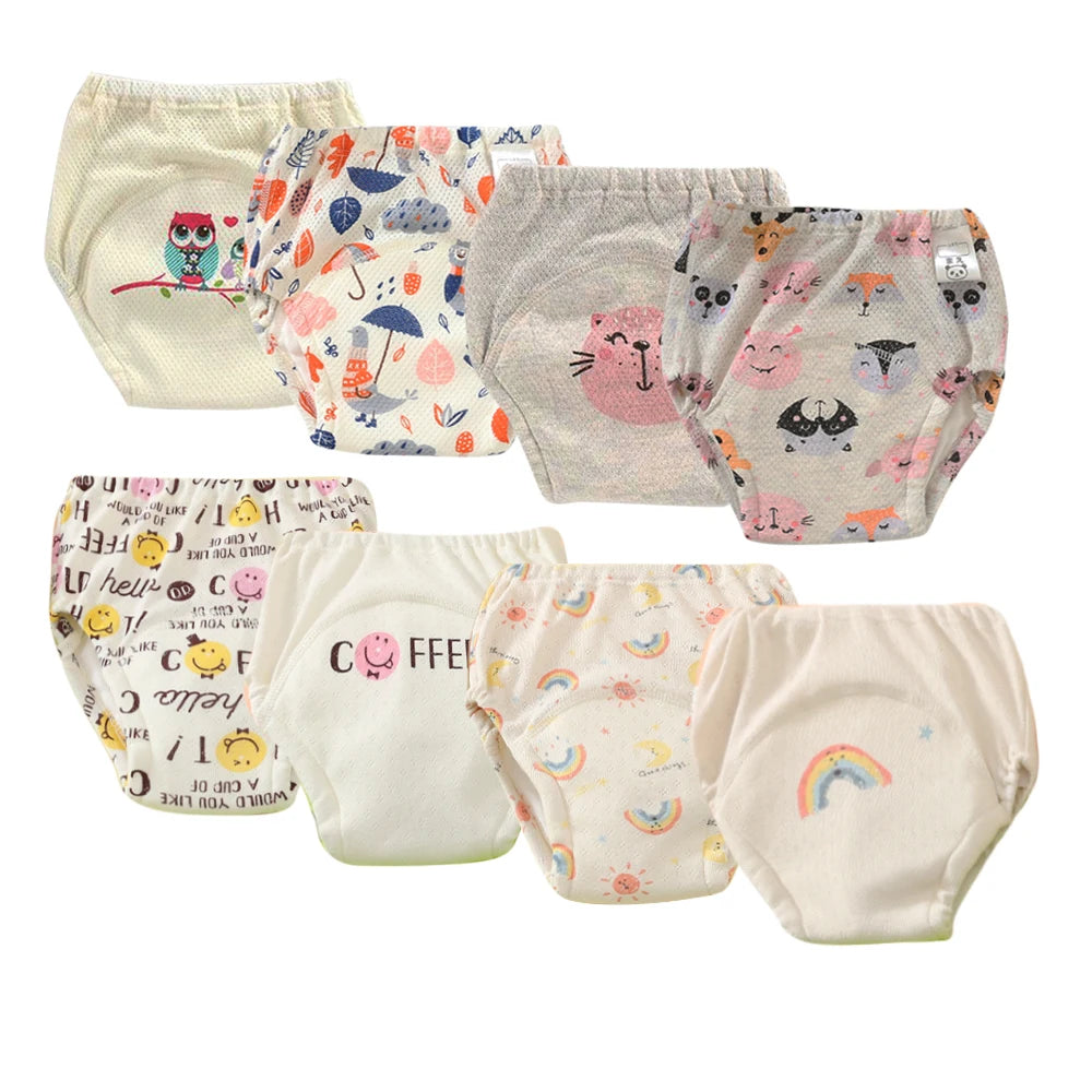 Washable Potty Training Pants Multipack, 4 or 8 Reusable Toddler Underwear Briefs with Printed Designs for Daytime Toilet Learning, Sizes S-XL
