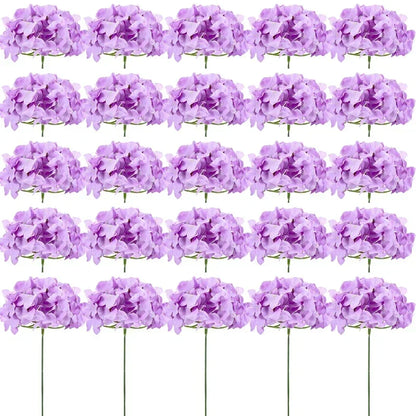 Silk Hydrangea Flower Heads, 25-Piece Artificial Flowers with Flexible Stems for DIY Wedding Centerpieces, Baby Shower and Home Party Decor