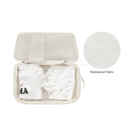 Diaper Organizer Bag with Mesh Front and White Bear Detail, Portable Zip Pouch for Baby Clothes, Changing Essentials and Family Travel
