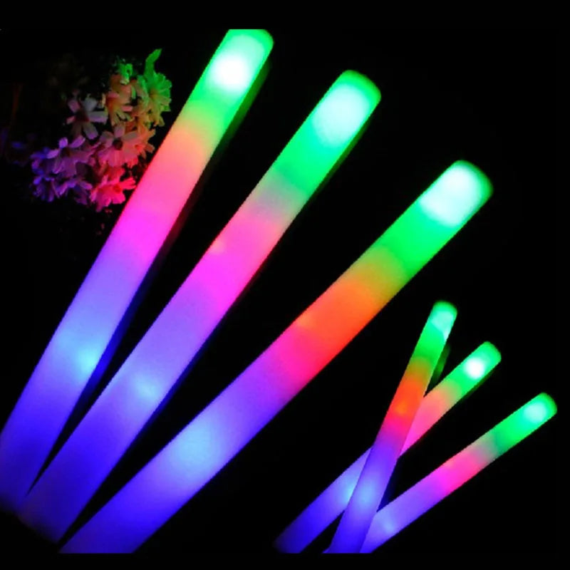LED Foam Glow Sticks Bulk Party Favors with RGB, Single-Color and Personalized Options for Weddings, Birthdays, Concerts and Christmas