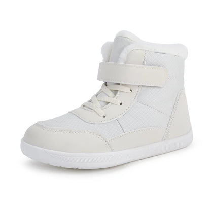Wide Toe Winter Boots for Kids, Barefoot-Style High-Top Shoes with Cozy Lined Styling and Strap Options for Boys and Girls Cold-Weather Outfits