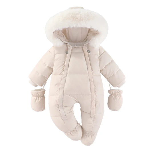Infant Winter Snowsuit with Hood, Double Front Zippers and Quilted Design, Fleece-Lined Baby One-Piece for Boys and Girls, 3-24 Months