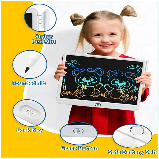 Kids LCD Doodle Tablet, 8, 11, 13 or 16-Inch Erasable Drawing and Handwriting Board with Stylus, Screen Lock and Clear Button for Creative Practice