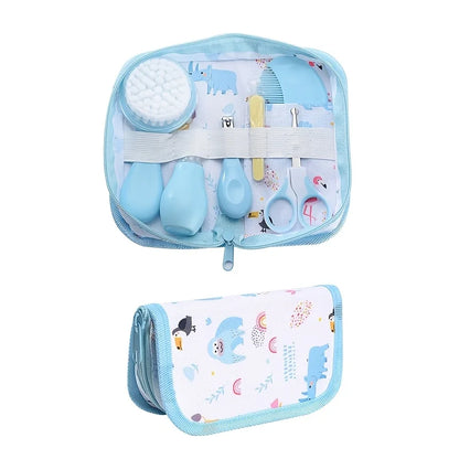 6-Piece Baby Care Kit with Animal-Print Portable Bag, Hair Brush, Comb, Nail Clipper, File, Scissors and Nasal Aspirator for Home and Travel