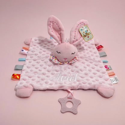 Embroidered Name Baby Blanket and Animal Comforter Options, Personalized Minky Bubble-Texture Keepsake with Single-Item and Two-Piece Gift Choices