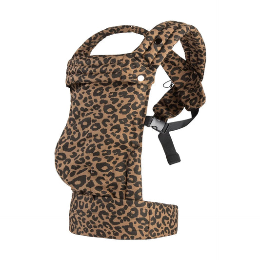Buckle Baby Carrier with Printed Fabric Panel, Padded Shoulder Straps and Broad Waist Belt, Leopard Houndstooth Checkerboard and Solid Color Options