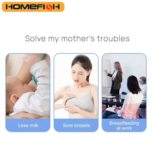 HOMEFISH Wearable Breast Pump MY-375 White 2-Piece Set with 4 Modes, 12 Adjustable Levels, 1200mAh Rechargeable Battery and Type-C Charging