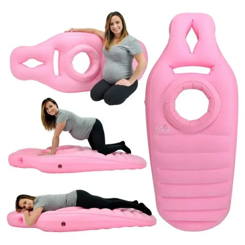 Pregnancy Lounging Mat with Belly Opening, Inflatable Maternity Body Pillow with Flocked PVC Surface, 170 cm Rest Cushion for Expecting Moms